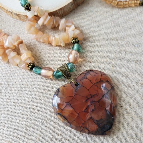 Heart of Stone agate pendant necklace