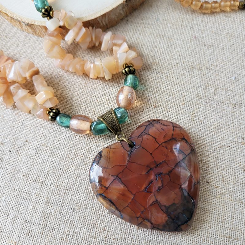 Heart of Stone agate pendant necklace