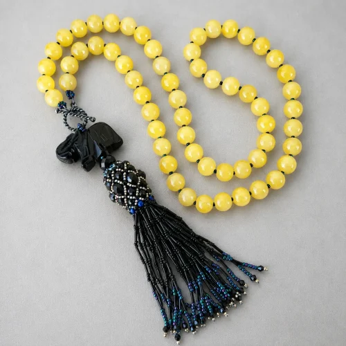 desert night – yellow quartz lariat necklace