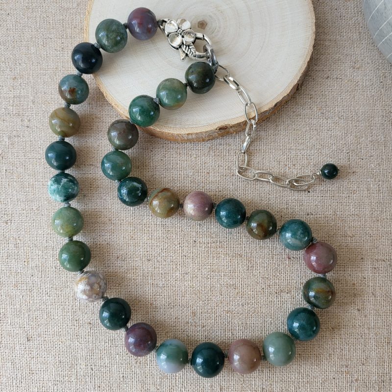 Mossy Grove green agate beaded necklace