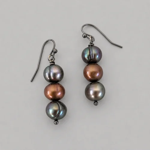 brown peacock pearls earrings