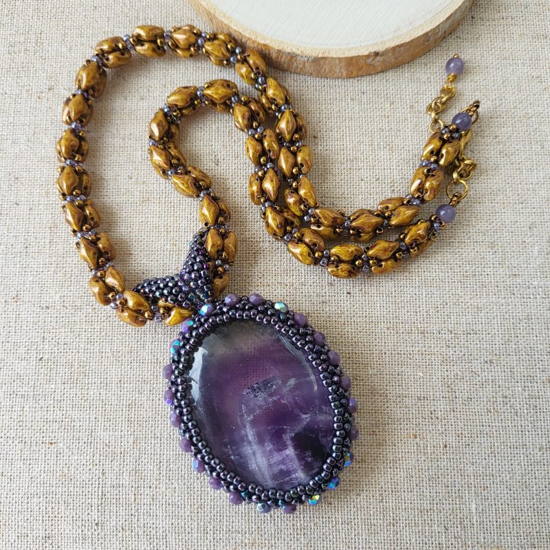 Enchanted Oasis amethyst pendant on GemDuo rope