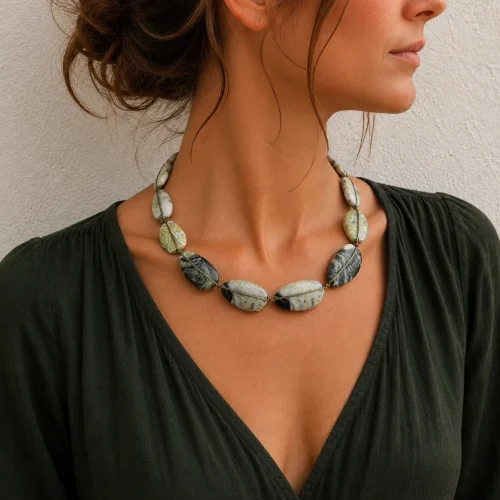 forest whisper – eldorado jasper necklace model