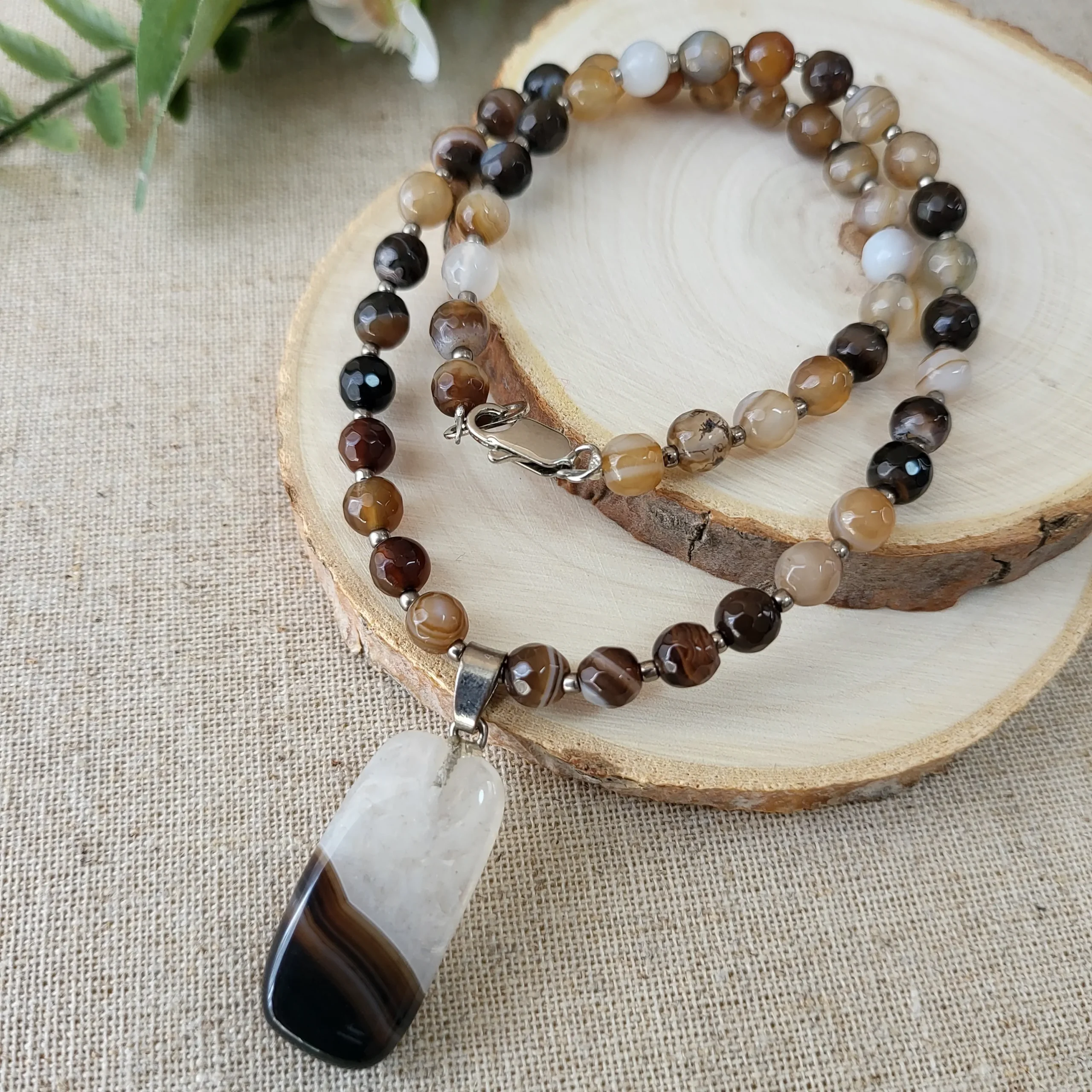 brown agate necklace with pendant (4) xnc brown agate necklace with pendant (4) xnc