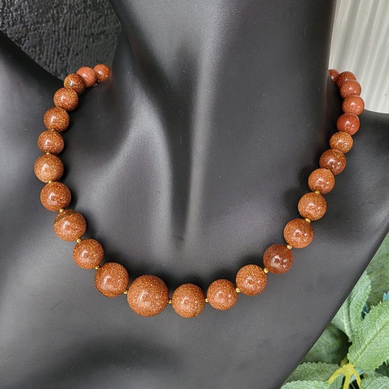 Brown shimmering goldstone necklace