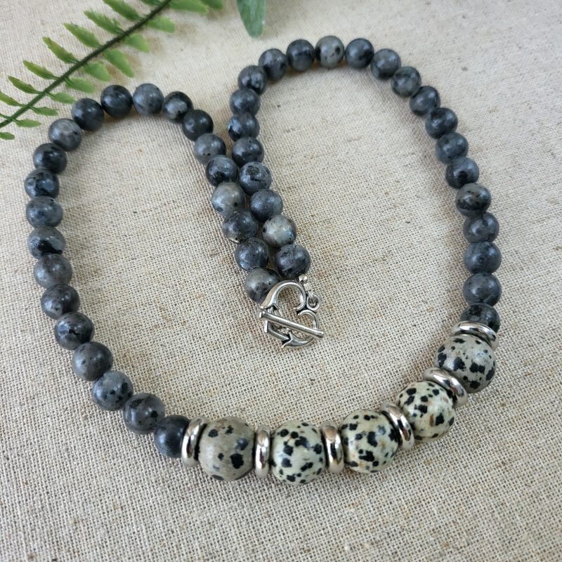 Dalmatian jasper and labradorite necklace