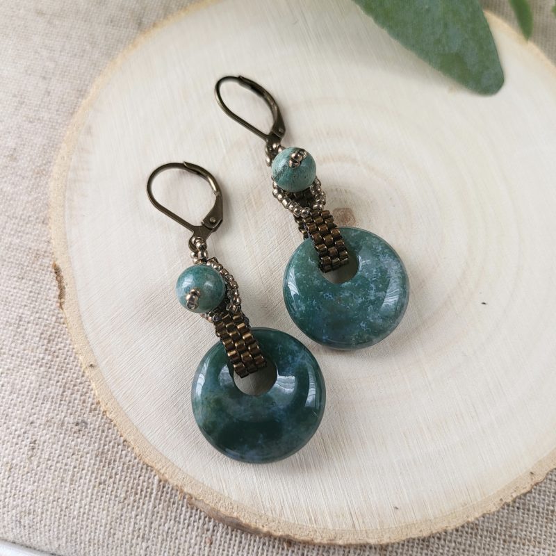 Rainforest earrings with green agate