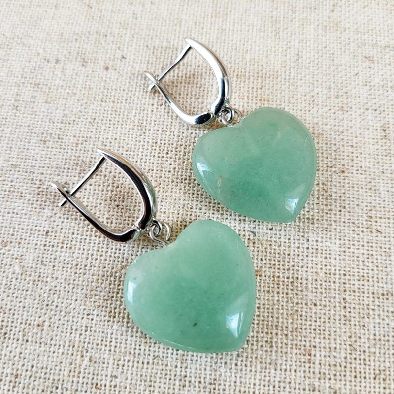 Green aventurine hearts earrings