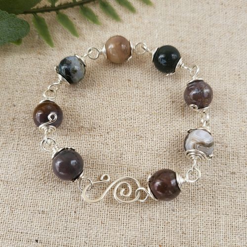 Indian agate wire wrapped bracelet