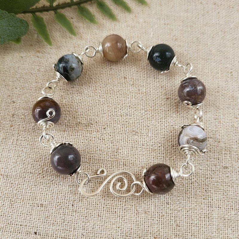 Indian agate wire wrapped bracelet