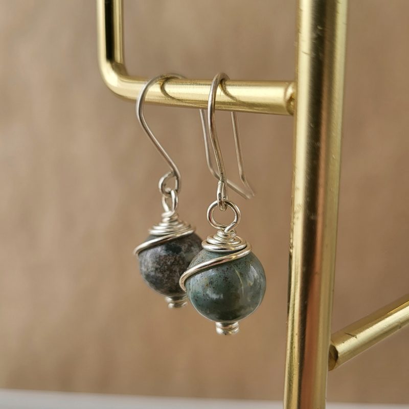 Indian agate wire wrapped earrings