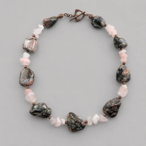 kona dolomite rose quartz collar necklace (3) xnc