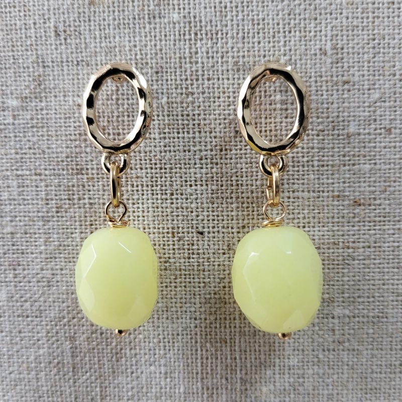 Melon yellow quartz earrings
