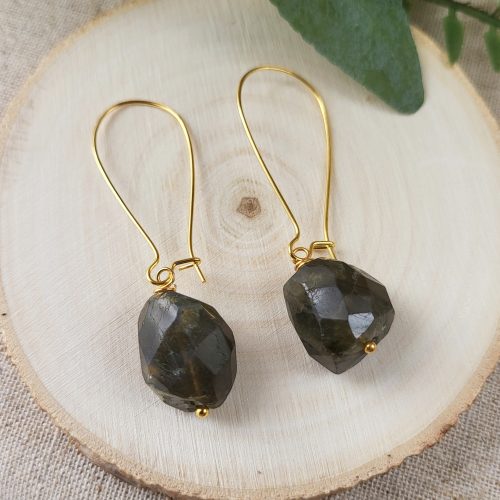 Olive green labradorite drop earrings