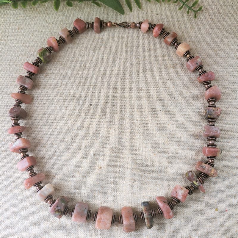 Rhodonite nuggets necklace