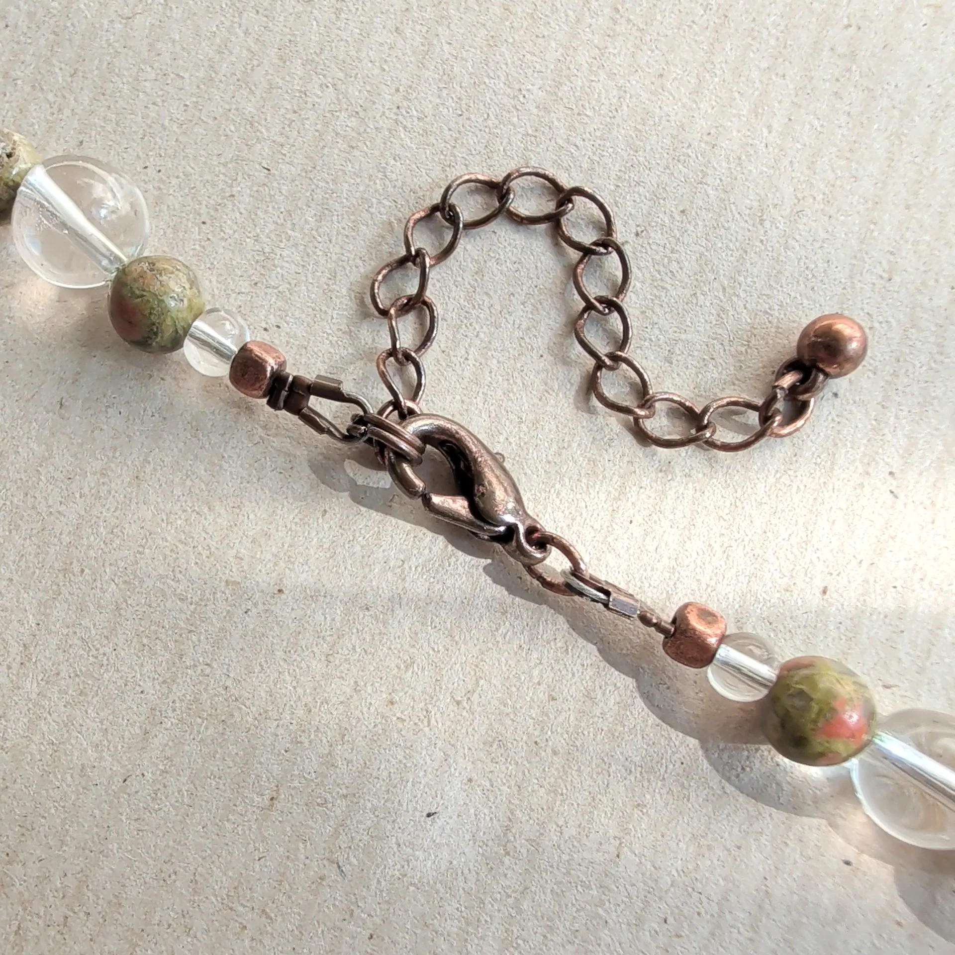 unakite and clear quartz necklace red copper (2) xnc unakite and clear quartz necklace red copper (2) xnc