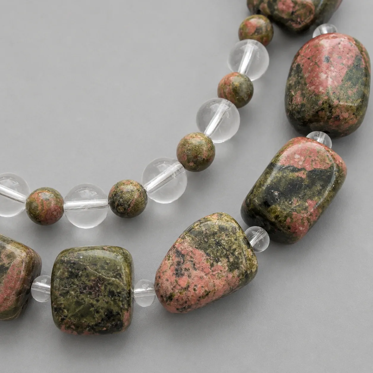 unakite and clear quartz necklace red copper (2) xnc 1 unakite and clear quartz necklace red copper (2) xnc 1