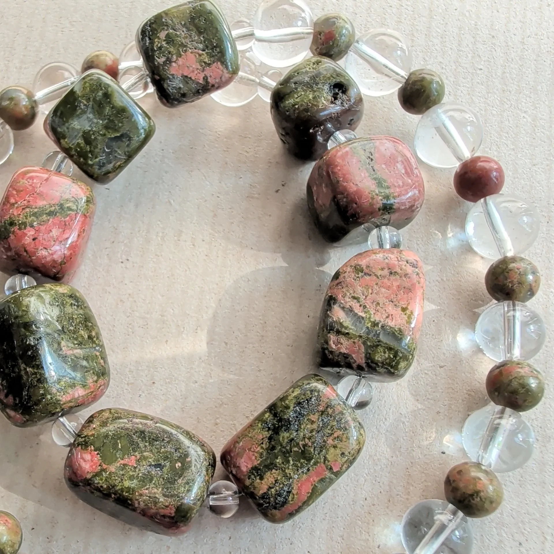 unakite and clear quartz necklace red copper (3) xnc unakite and clear quartz necklace red copper (3) xnc