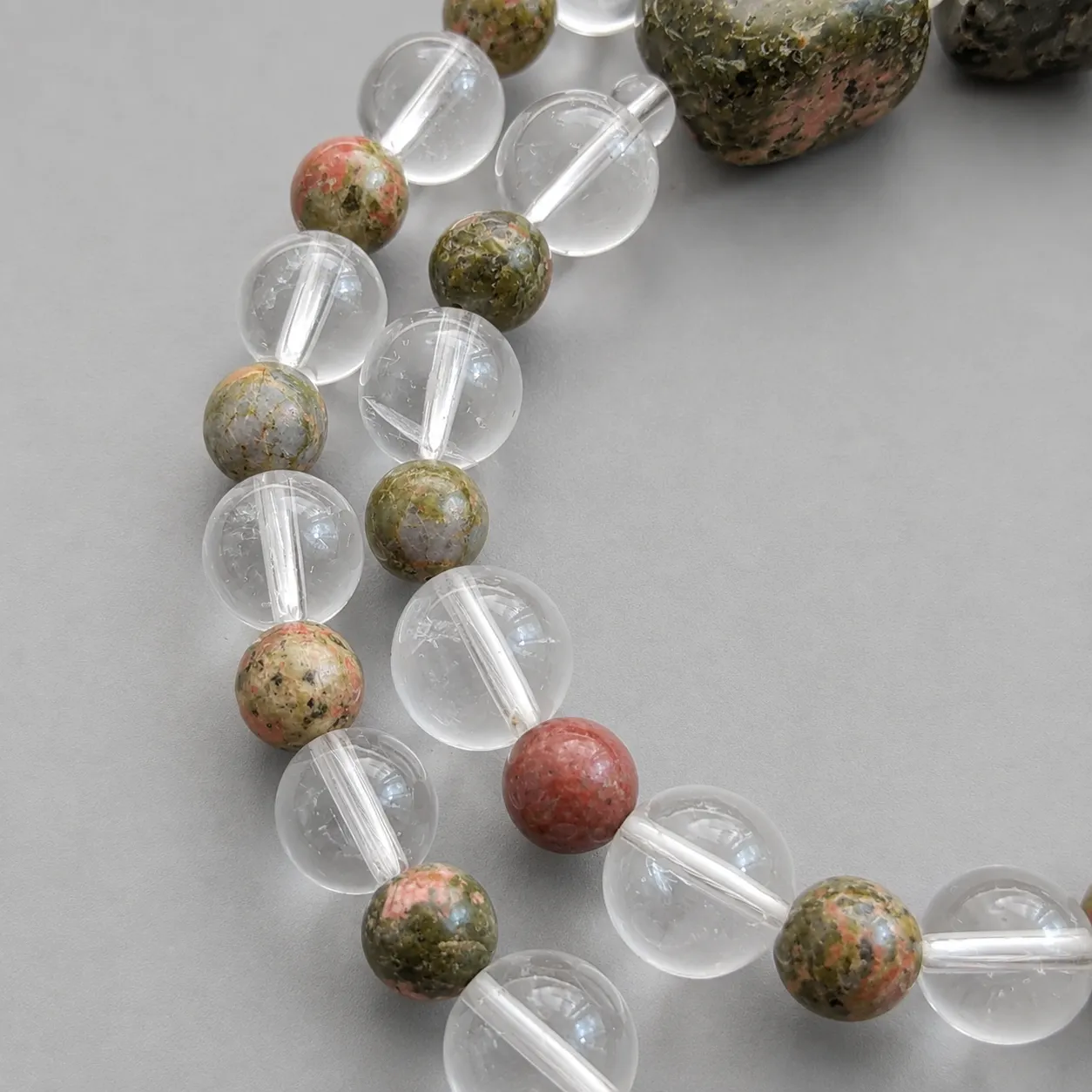 unakite and clear quartz necklace red copper (3) xnc 1 unakite and clear quartz necklace red copper (3) xnc 1
