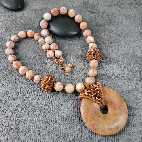 Yellow soapstone and Rosetta jasper necklace