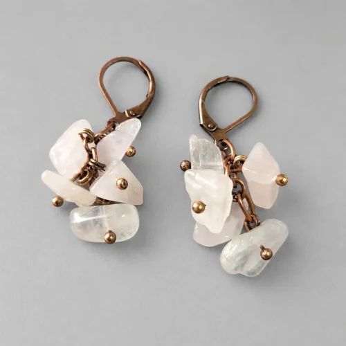 spring blossom – rose quartz cluster earrings (1)
