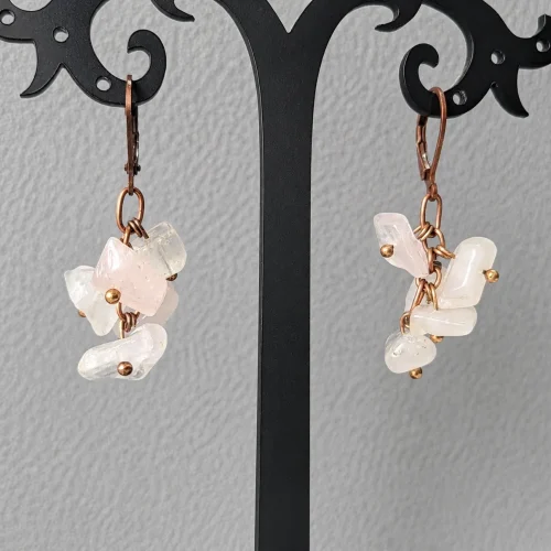 spring blossom – rose quartz cluster earrings (3)