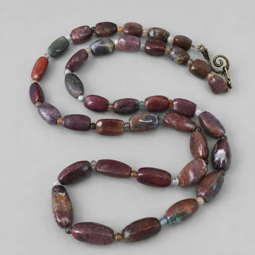 rose pink agate long necklace (1)