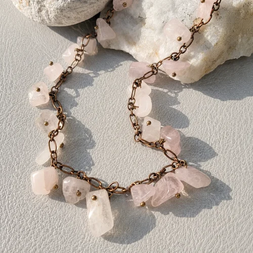 spring blossom rose quartz chain necklace (1)