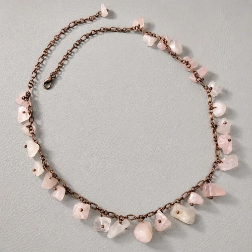 spring blossom rose quartz chain necklace (2)