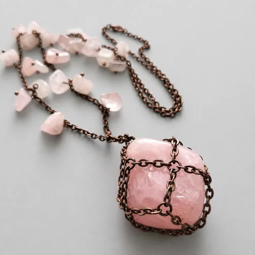 spring blossom rose quartz pendant necklace (6)