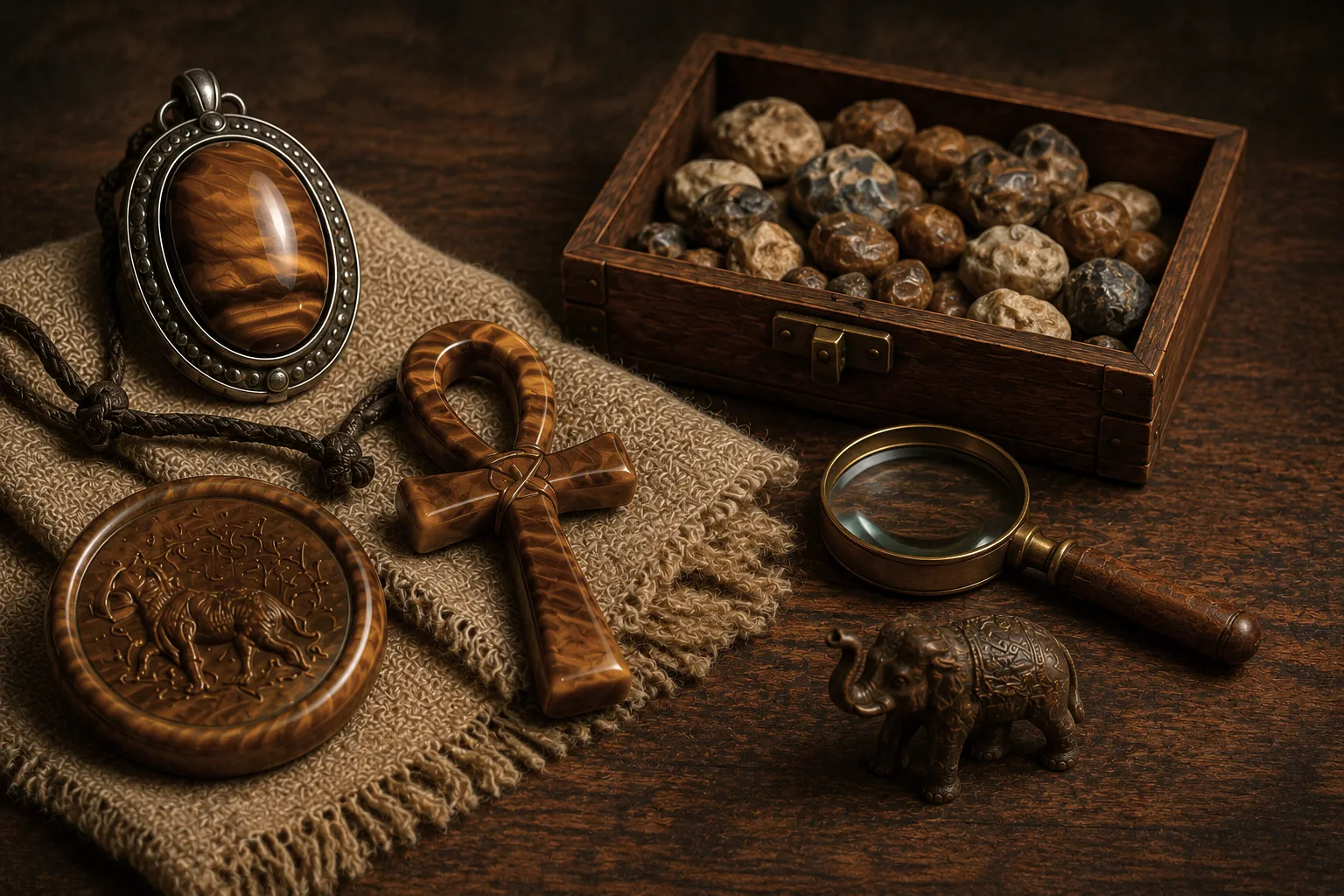 antique treasures on textured wood xnc