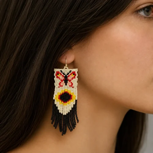 butterfly dance – beaded fringe earrings (4)