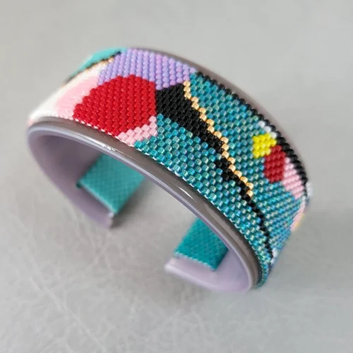 colour mosaic – delica seed bead cuff bracelet (1)