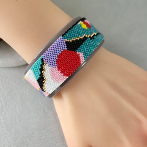 colour mosaic – delica seed bead cuff bracelet (10)