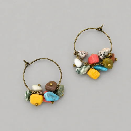 summer carnival – multicolour stone chip hoop earrings