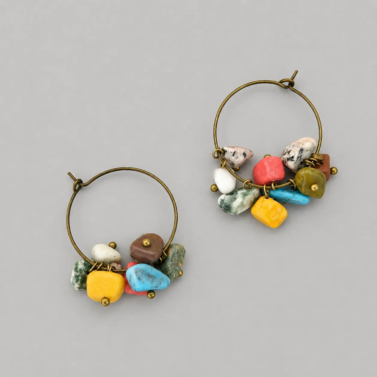 summer carnival – multicolour stone chip hoop earrings summer carnival – multicolour stone chip hoop earrings