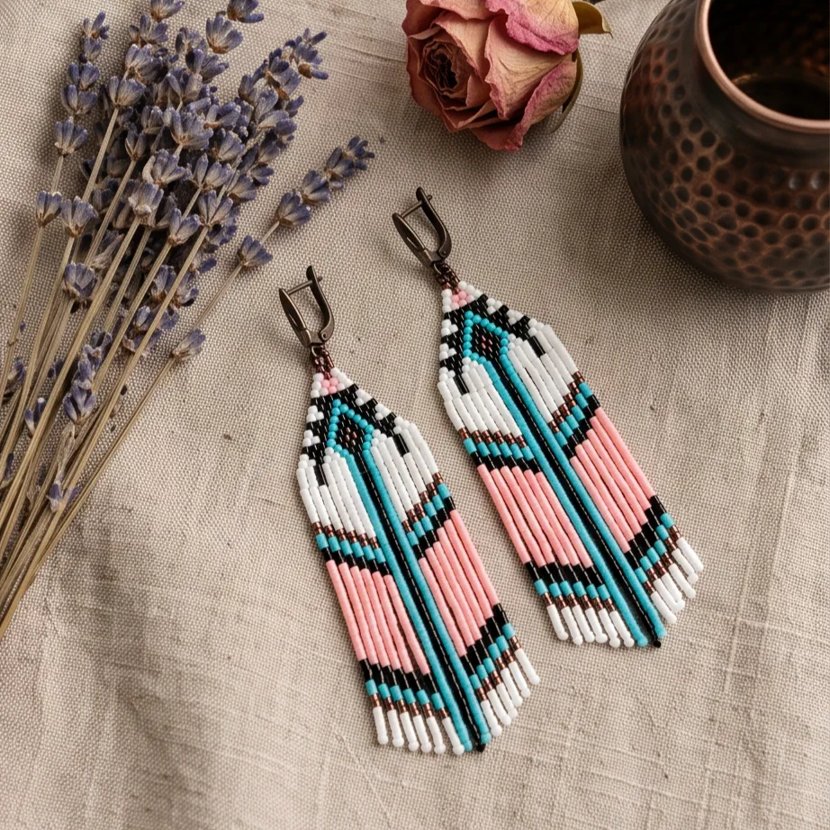 desert bloom – pastel geometric seed bead fringe earrings (2) xnc desert bloom – pastel geometric seed bead fringe earrings (2) xnc