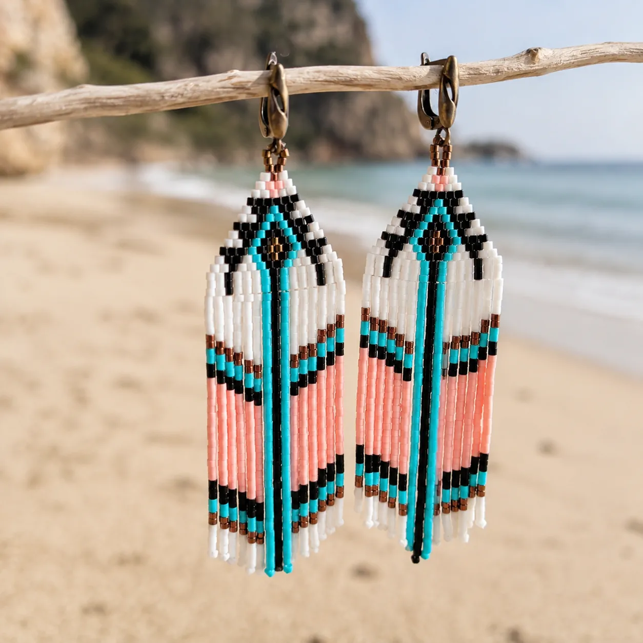 desert bloom – pastel geometric seed bead fringe earrings (4) xnc desert bloom – pastel geometric seed bead fringe earrings (4) xnc