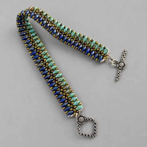 desert blue – picasso superduo glass bead bracelet (1) xnc
