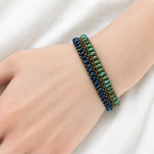 desert blue – picasso superduo glass bead bracelet (2) xnc