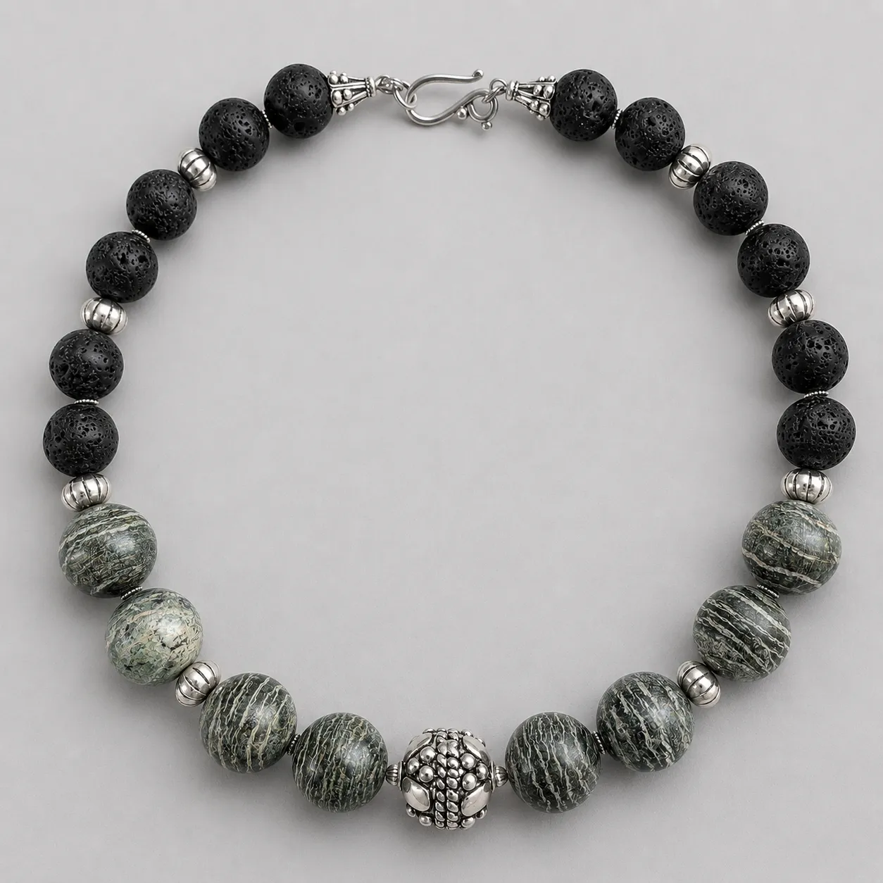 moss & ash – serpentine and lava stone necklace (7) xnc moss & ash – serpentine and lava stone necklace (7) xnc