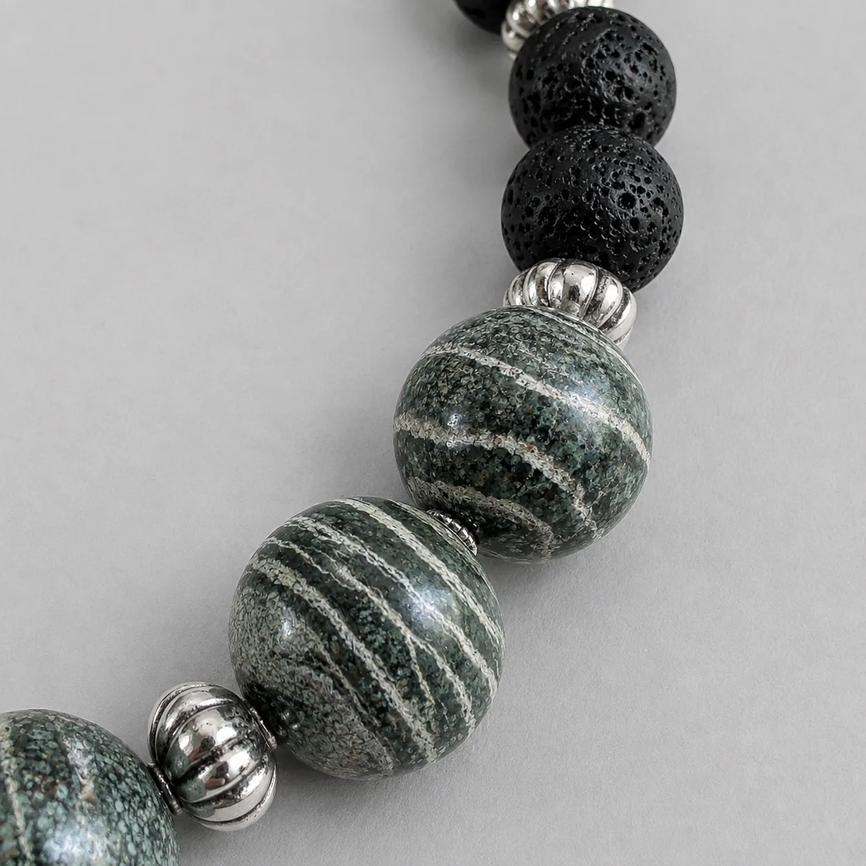 moss & ash – serpentine and lava stone necklace (8) xnc moss & ash – serpentine and lava stone necklace (8) xnc