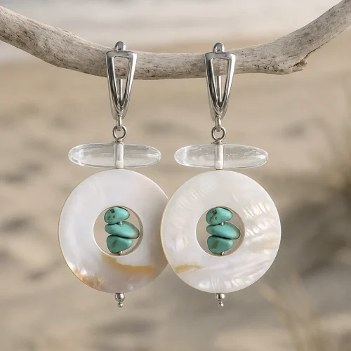 sea orbit – mother of pearl & turquoise drop earrings (1) xnc