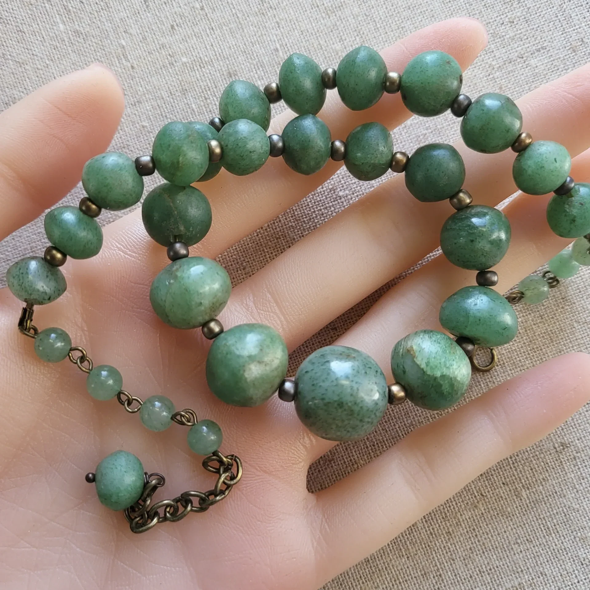 green aventurine necklace with large beads (14) xnc green aventurine necklace with large beads (14) xnc