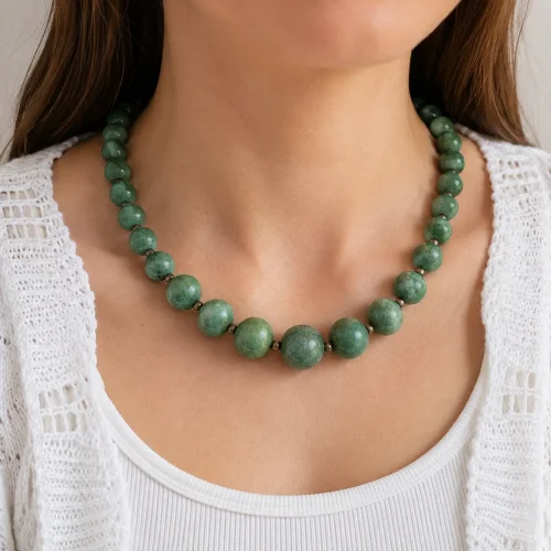 green aventurine necklace with large beads model