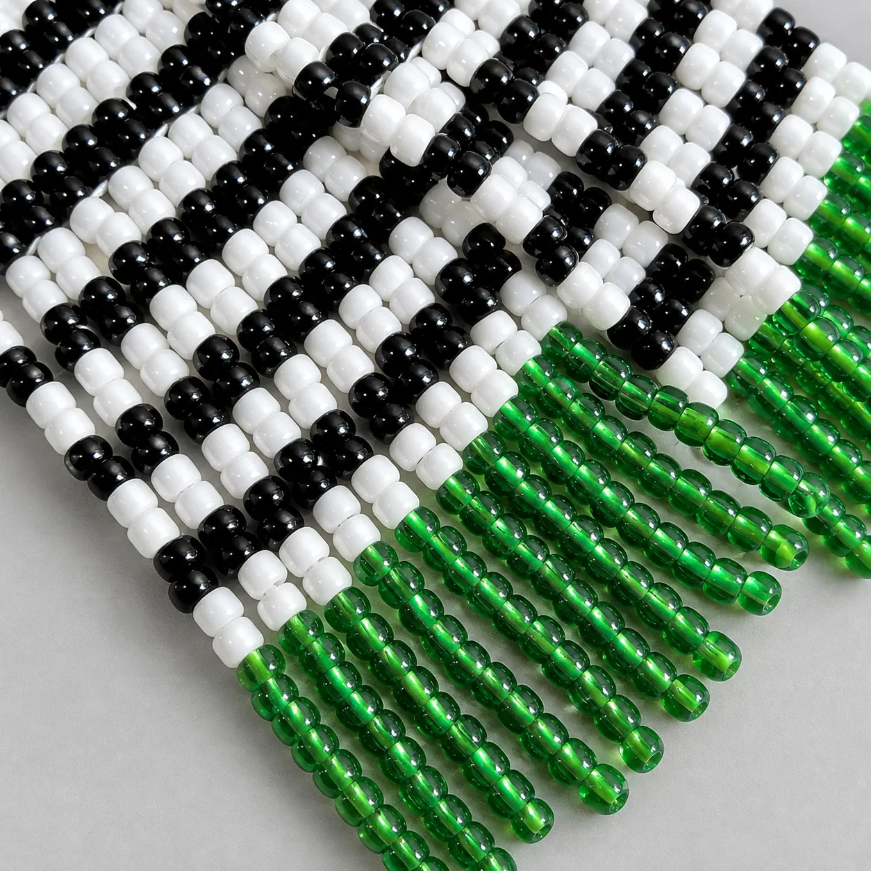 green black white seed bead fringe earrings (6) xnc green black white seed bead fringe earrings (6) xnc