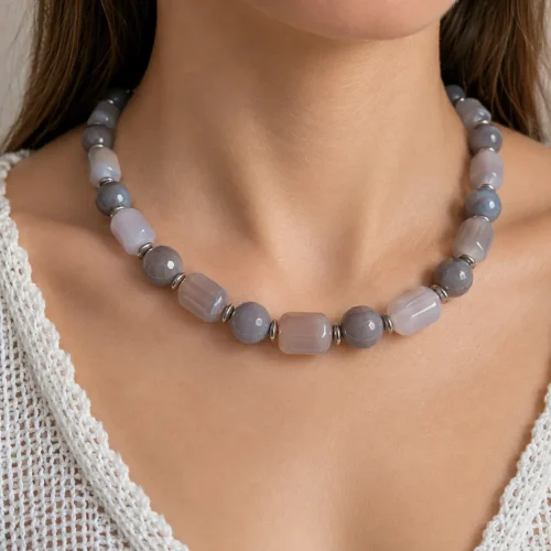 grey agate necklace on memory wire (2) xnc 1