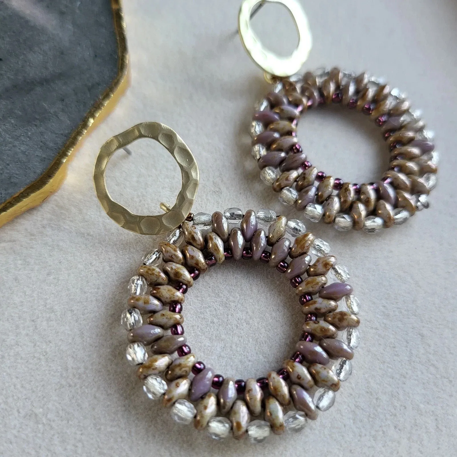 lavender picasso superduo circle earrings (1) xnc 1 lavender picasso superduo circle earrings (1) xnc 1