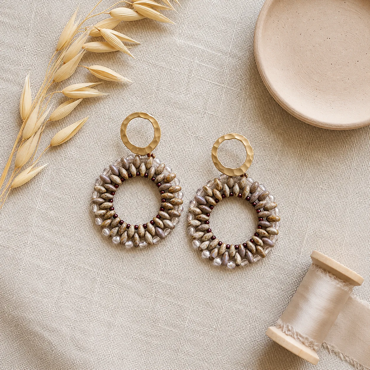 lavender picasso superduo circle earrings (4) xnc lavender picasso superduo circle earrings (4) xnc