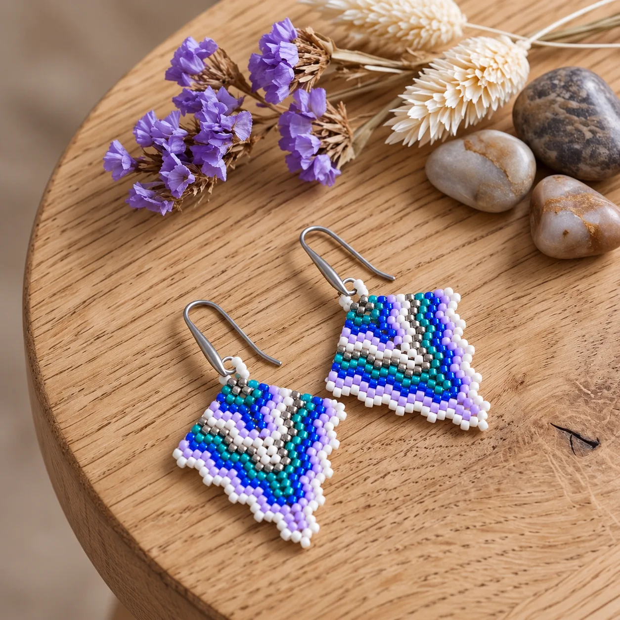 blue mosaic – geometric beaded earrings (1) xnc blue mosaic – geometric beaded earrings (1) xnc